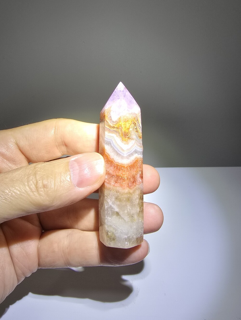 Amethyst Lace Agate Crystal Tower #F